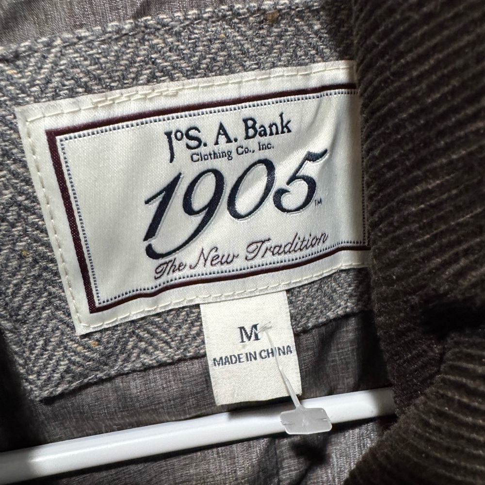 Jos. A. Bank 1905 Collection Gray Zip  Herringbone Quilted Barn Coat Men M - Picture 4 of 16